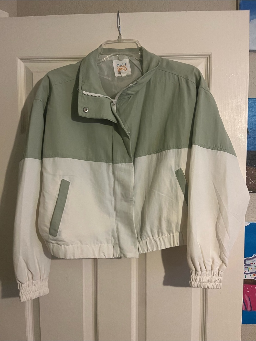 Cali Pro Two-Tone Sage & White Bomber Jacket